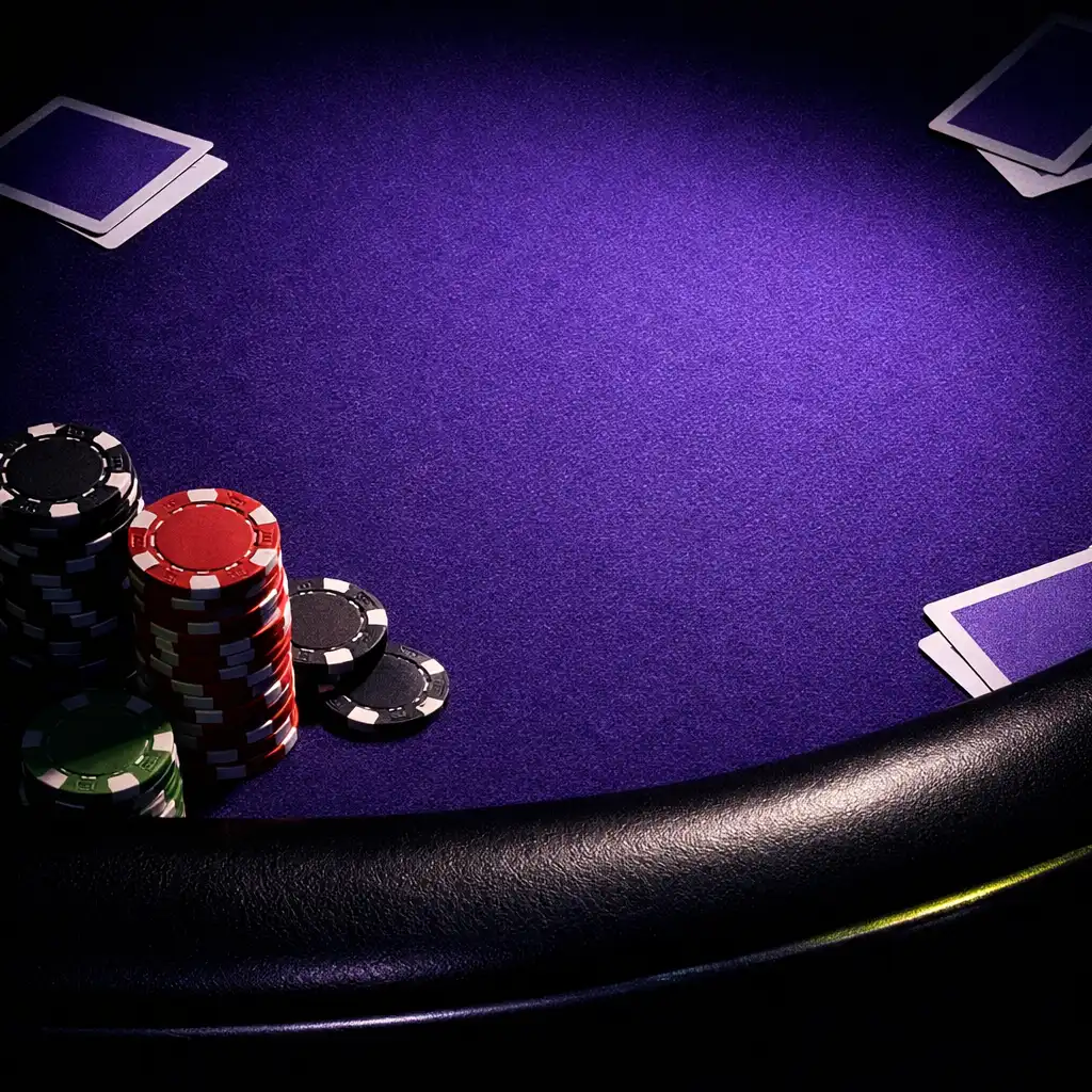 Dealer-ready felt detail with cards and tactile poker chips